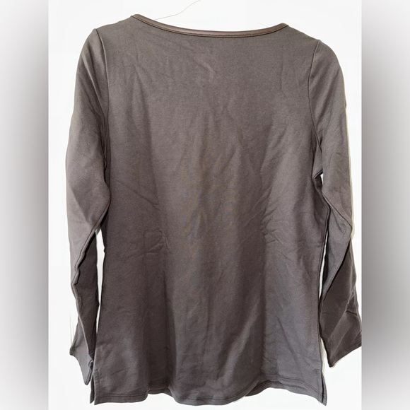 Belle by Kim Gravel XXS Top French Terry Faux Leather Trim Java Brown NEW - Picture 5 of 7